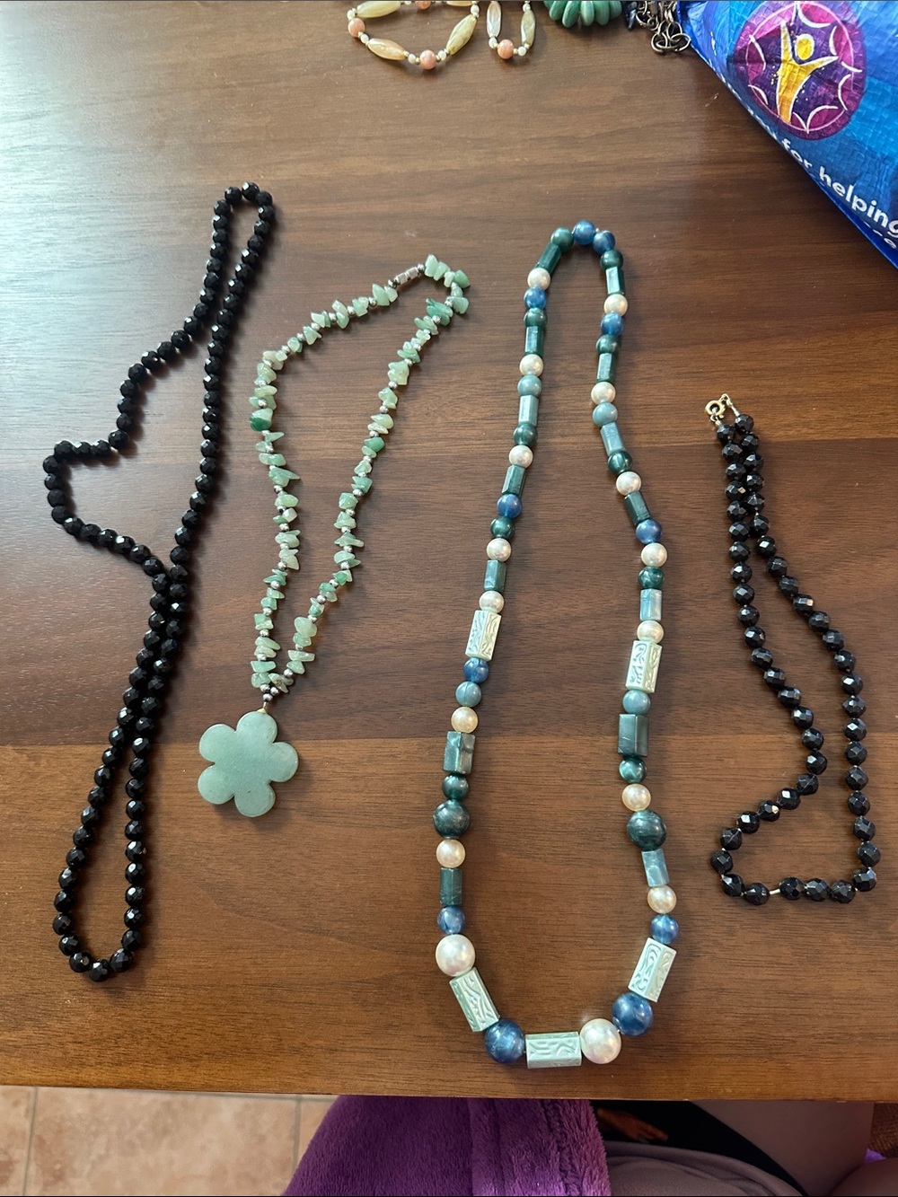 VTG Handmade Green Stone Flower Pendant Necklace and more - Unbranded
